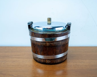Vintage wood Ice Bucket, Mid Century, Minimalist design 70s