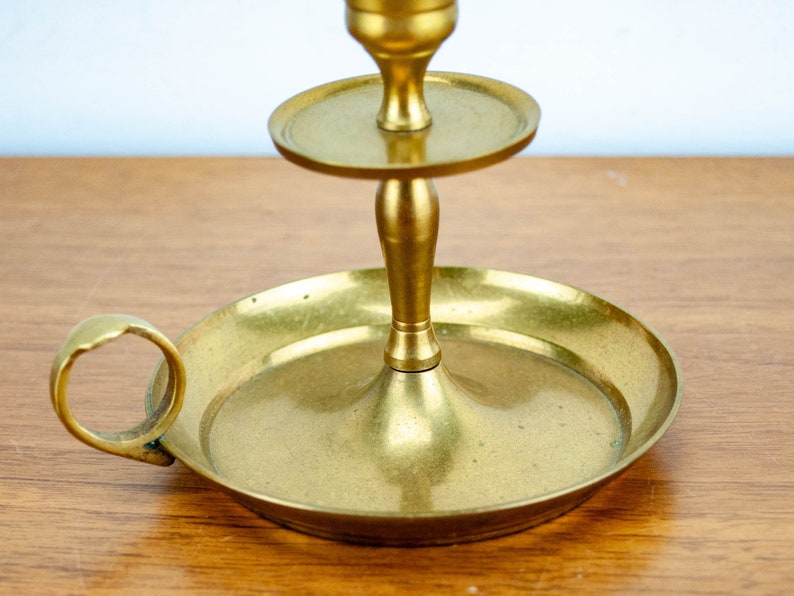 brass flor Candle Holder Mid Century brass Turned Candle Holders Vintage brass Candle Holders