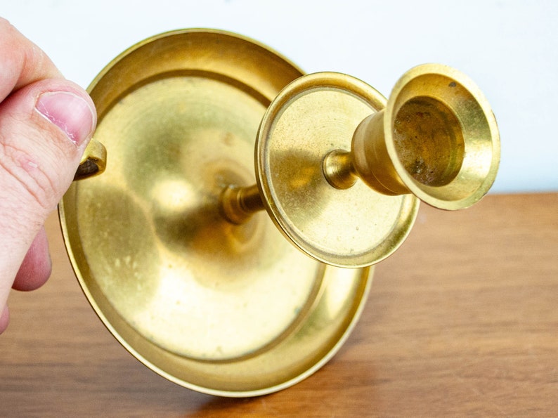 brass flor Candle Holder Mid Century brass Turned Candle Holders Vintage brass Candle Holders