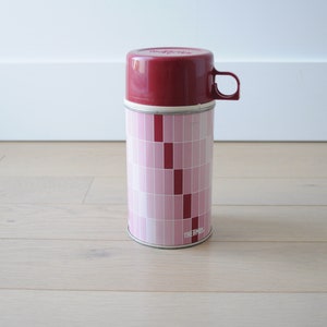 Vintage thermos, Metal Thermos, made in USA, Pink