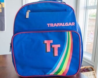 Vintage Trafalgar vinyl messenger cross body shoulder Nylon Carry On bagages blue