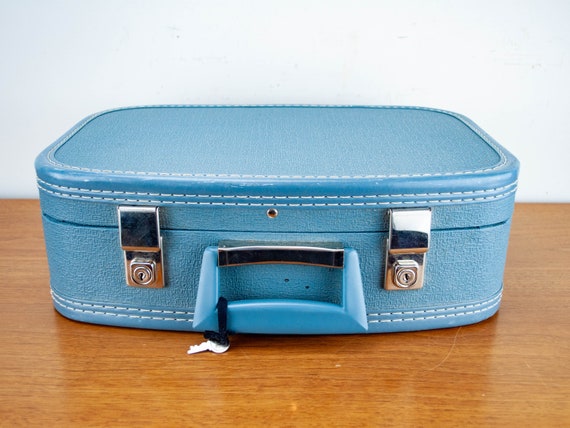 Vintage 60's Mod blue Suitcase Luggage