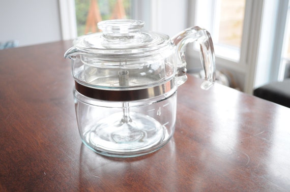 Pyrex Glass 4 Cup Coffee Percolator Bowl Handle & Lid ONLY 