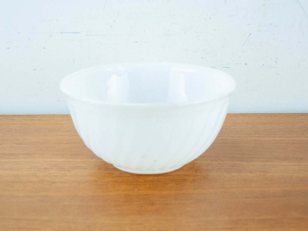 Vintage Fire King Bowl - Fire King White Swirl 8 Inches Mixing
