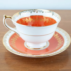 Signature shape of an Offering a lovely vintage Aynsley Tea Cup and Saucer teacup, Wedding Gift, Vintage English Bone China Tea Cup