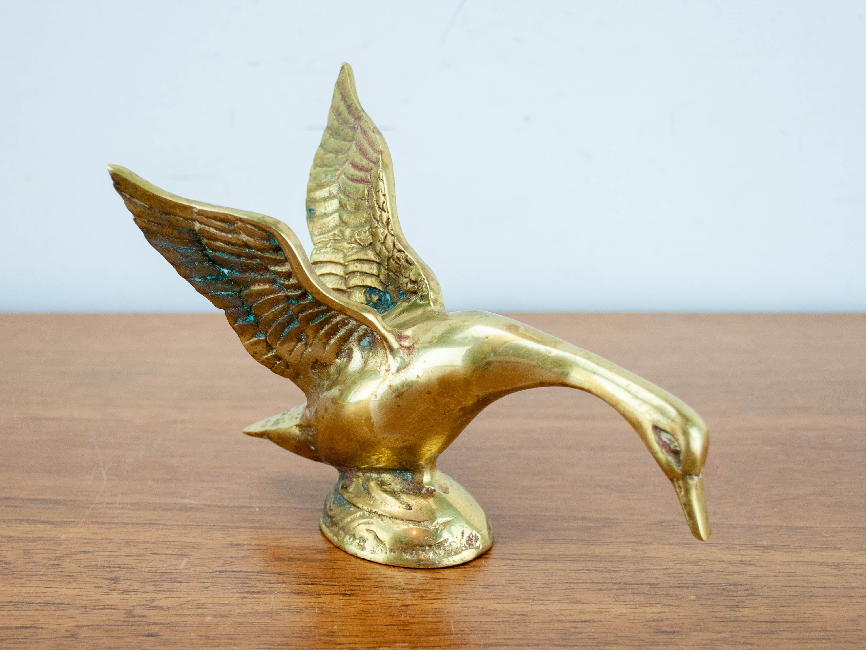 Figurine vintage Brass Goose Flying Goose Figurine Brass Etsy