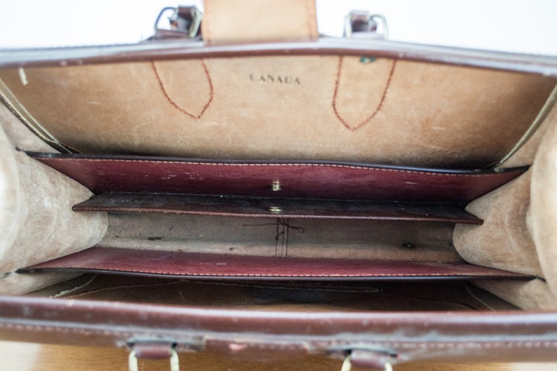 School Bag \u2013 Work Bag Laptop Bag Vintage Tan Burgundy Leather Briefcase Backpack
