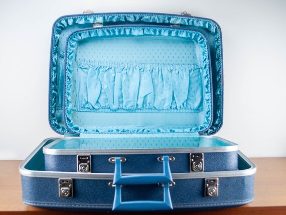 2 Vintage 60's Mod blue Suitcase