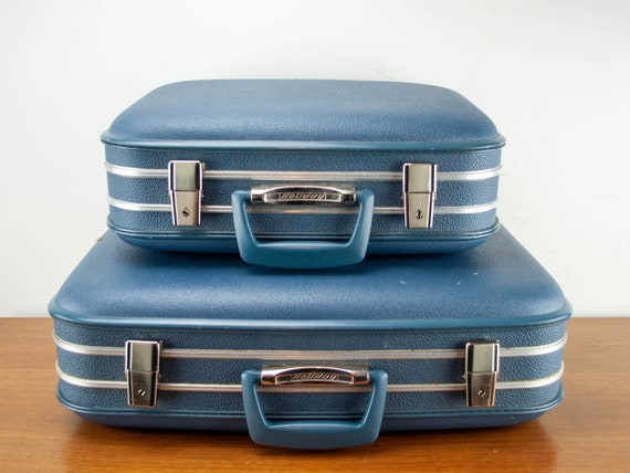 2 Vintage 60's Mod blue Suitcase