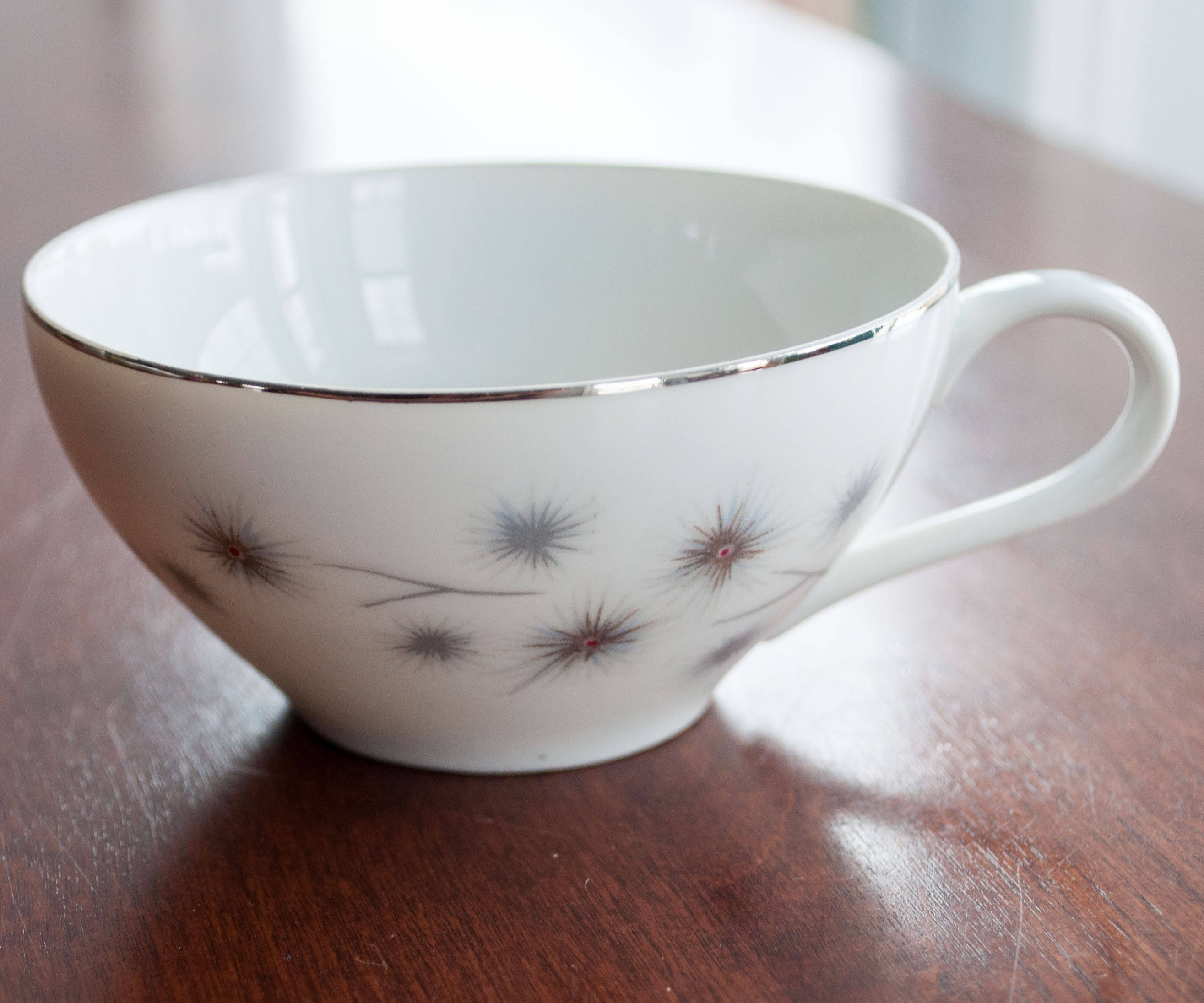 Creative Platinum Starburst Porcelain Tea Cups PRICE REDUCED!!