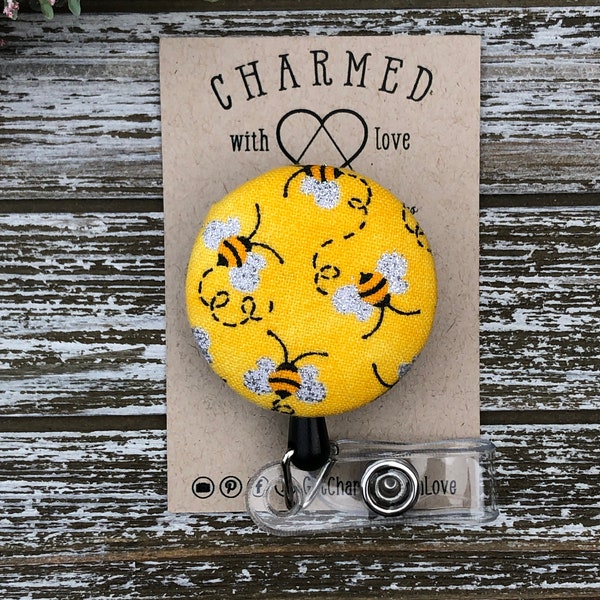 Bee Badge Holder/Cute Badge Reels/Bumble Bee Badge Reel/Fun Badge Holders