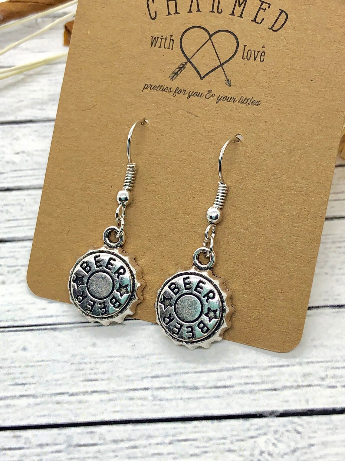 Beer Bottle Cap Earrings/Beer Earrings/Beer Cap Jewelry Etsy