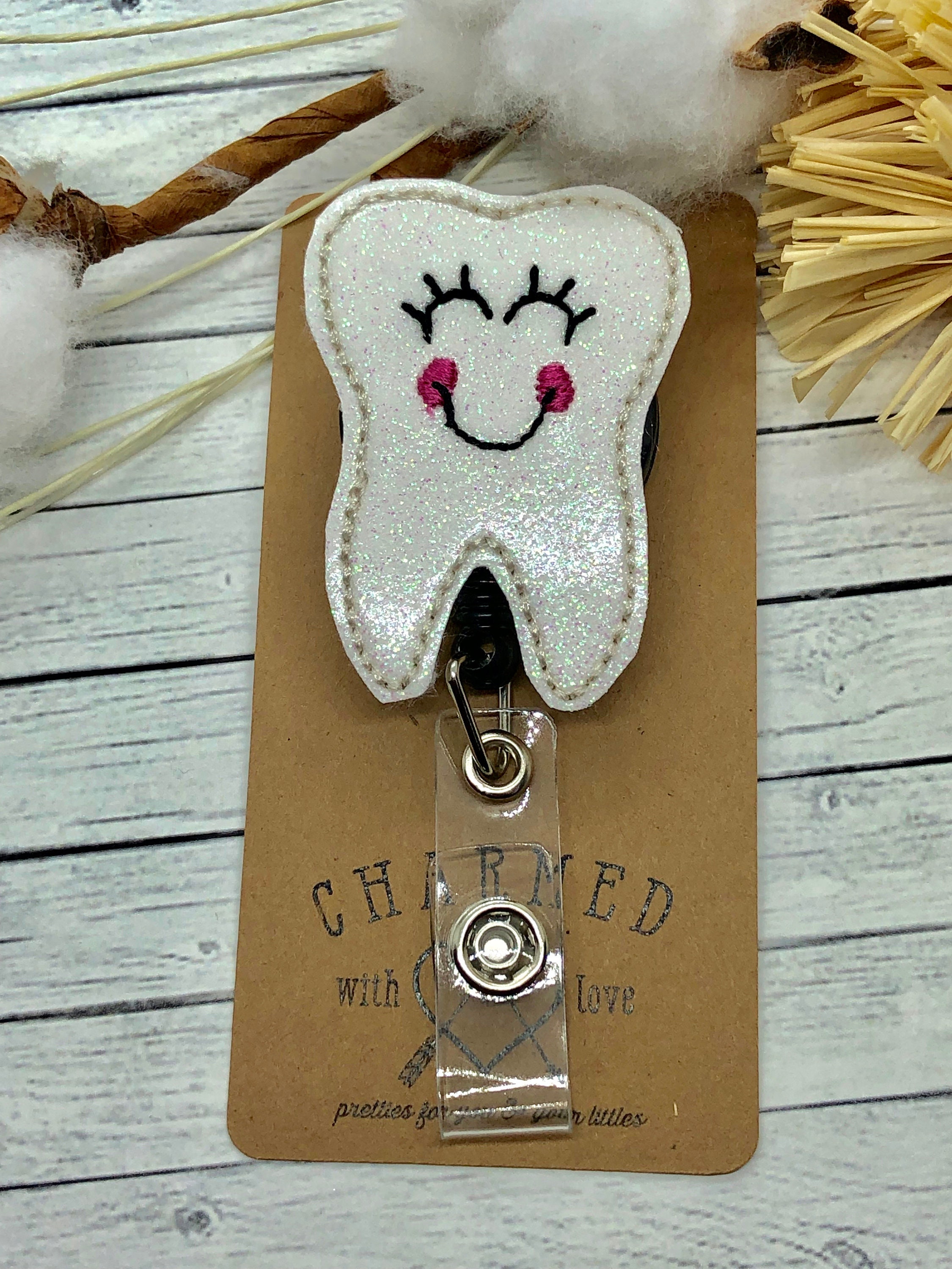 Tooth Badge Reel/smiling Tooth ID Holder/retractable Badge/lanyards 