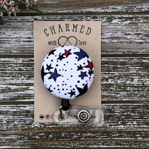 Cute Badge Holder/red White and Blue Badge Reel/fourth of July Etsy