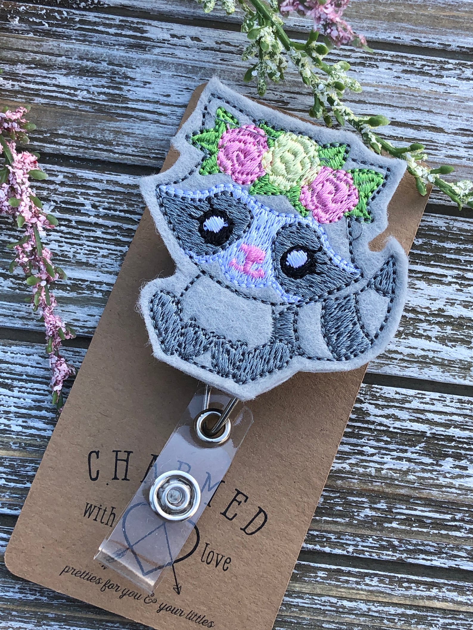 cute-badge-reels-badge-holders-raccoon-badge-reel-animal-badge-etsy