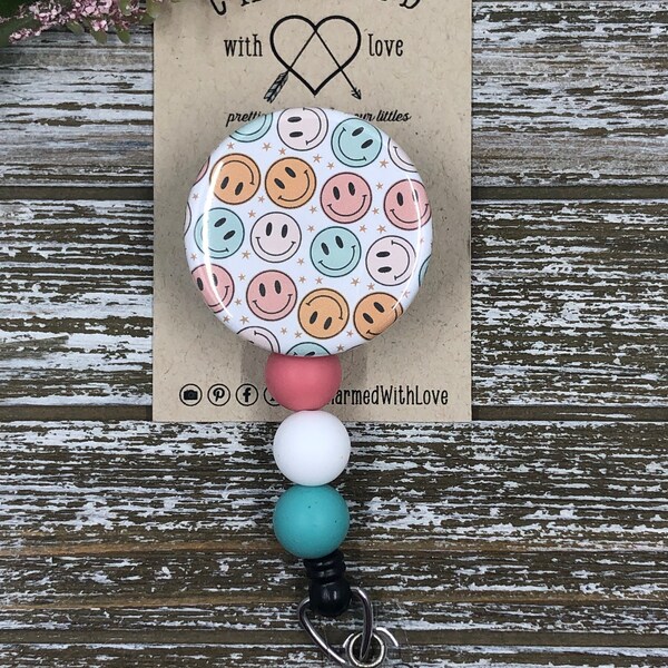 Retro Badge Reel/Smiley Face Badge Reel/Cute Badge Reels/Badge Reels Nurse