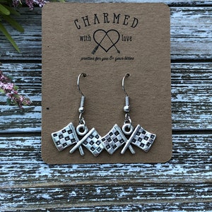 Checkered Flag Earrings/Race Day/Sunday's Are For Racing/Earrings/Dangle Earrings/Fun Earrings