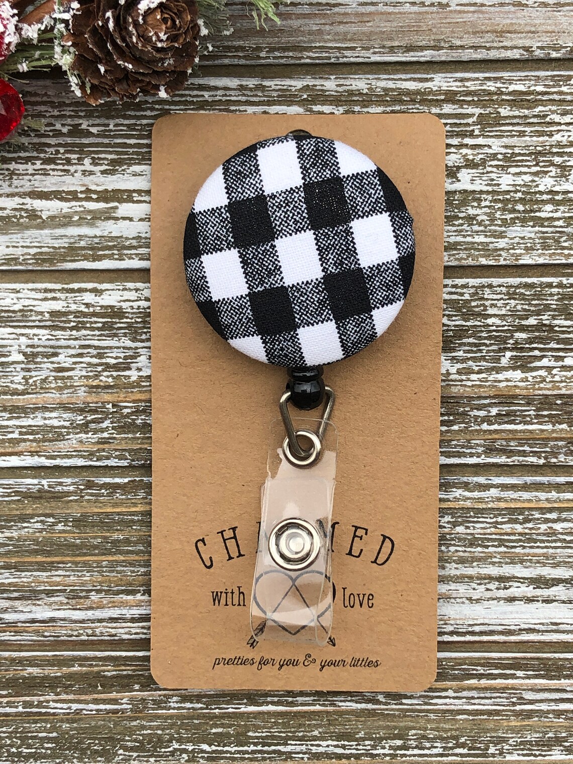Badge Holder/fabric Badge Holder/badge Reel/black and White Etsy