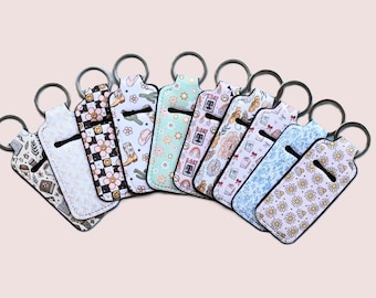 Boho Lip Balm Holder Keychain: Neoprene Travel Accessory
