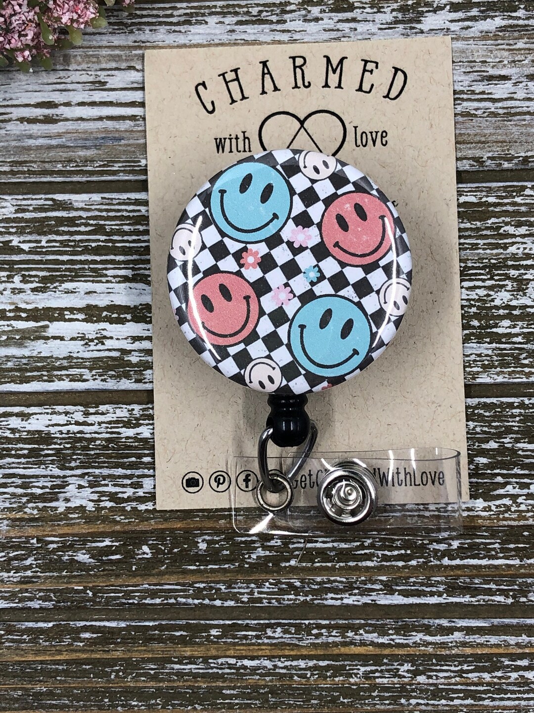 Smiley Face Badge Reel/retro Badge Reel/fun Badge Reels/smiley