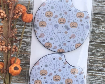 Halloween Car Coasters,Neoprene Ghost & Pumpkin Coasters