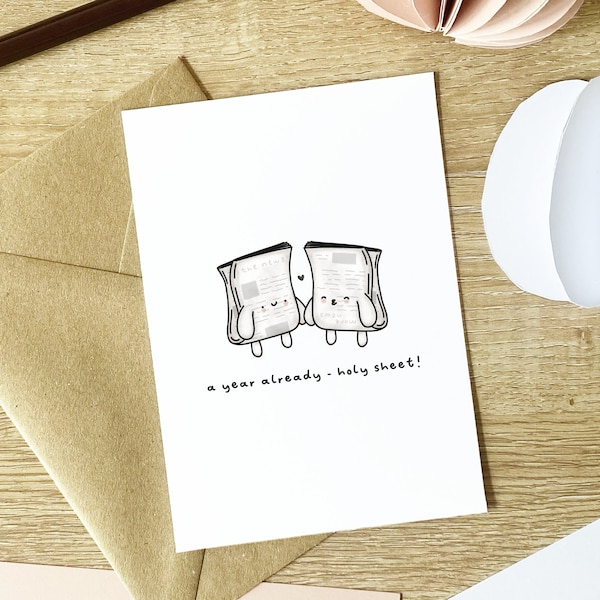 1st Anniversary Card Funny Paper Wedding Anniversary Card for Him 1 Year Anniversary Card Cute 1st Anniversary Pun Card for Husband First