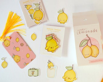 Pacchetto di cancelleria Kawaii / Adesivi Bujo a tema limone per diario / Cancelleria carina