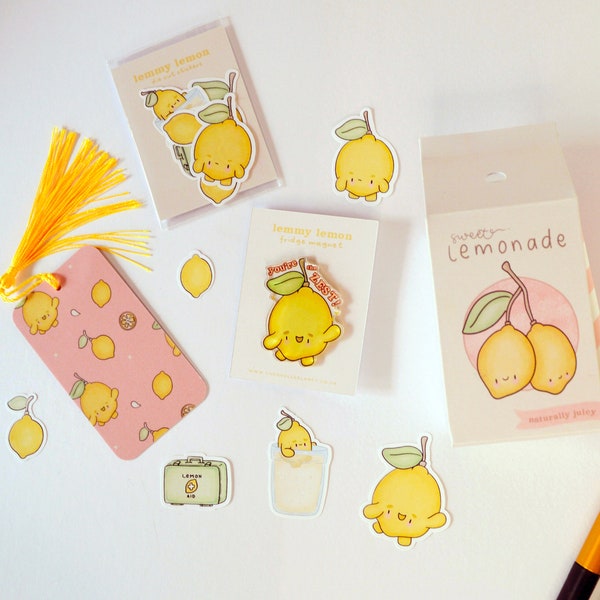 Kawaii Stationery Bundle | Lemon Theme Bujo Stickers for Journal | Cute Stationery