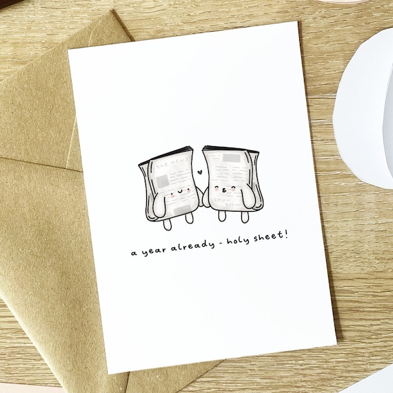 1st Anniversary Card Funny Paper Wedding Anniversary Card for Him 1 Year Anniversary Card Cute 1st Anniversary Pun Card for Husband First
