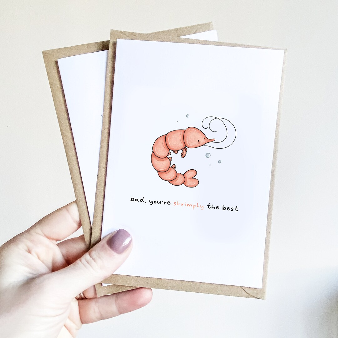 Shrimp Birthday Card for Dad Cute Kawaii Thank You Card for Dad Funny ...