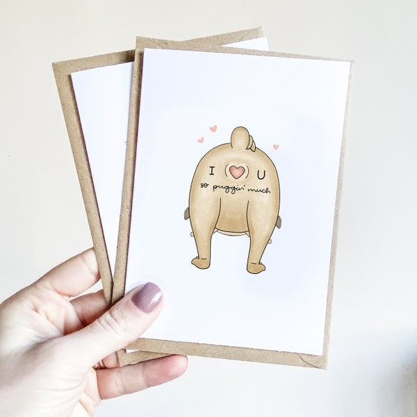 Anniversary Card Funny I Love You Card for Him, Funny Anniversary Card for Her, Pug Card for Boyfriend, Pun Card with Envelope,