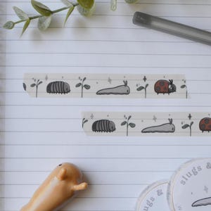 Niedliches Kawaii Cottagecore ästhetisches Käfer Washi Tape - Blumen Schnecke Ladbybird Journal Zubehör - Pastell Insekt Natur Wald Washi Tape
