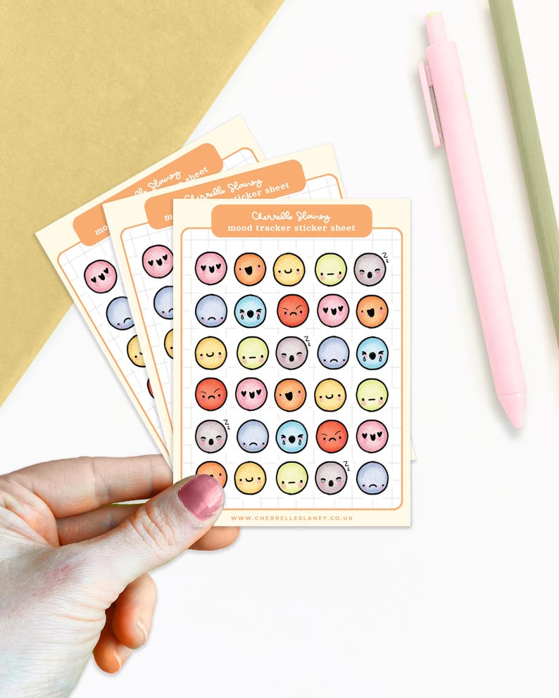 Emoji Mood Tracker Stickers for Planner, Journal (8x11cm Sheet) - Etsy UK