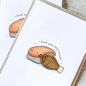 Niedliche Jahrestags-Karte für Ehemann | Kawaii Grußkarte | Ich liebe dich Karte Lustig für Sie | Sushi-Geburtstagskarte für Frau