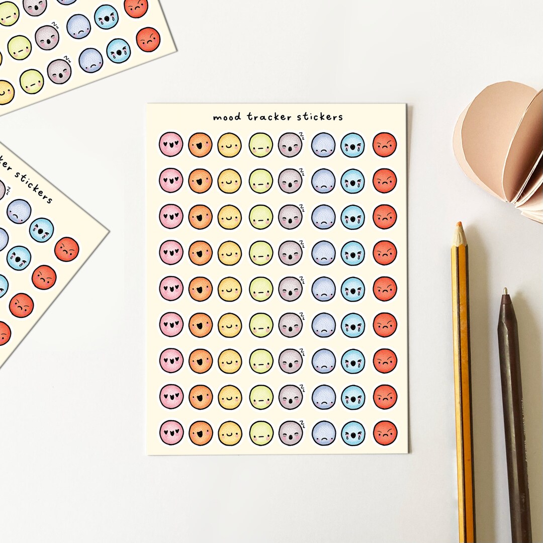 Mood Tracker Planner Sticker Sheet Emoji Stickers for Journal Mental ...