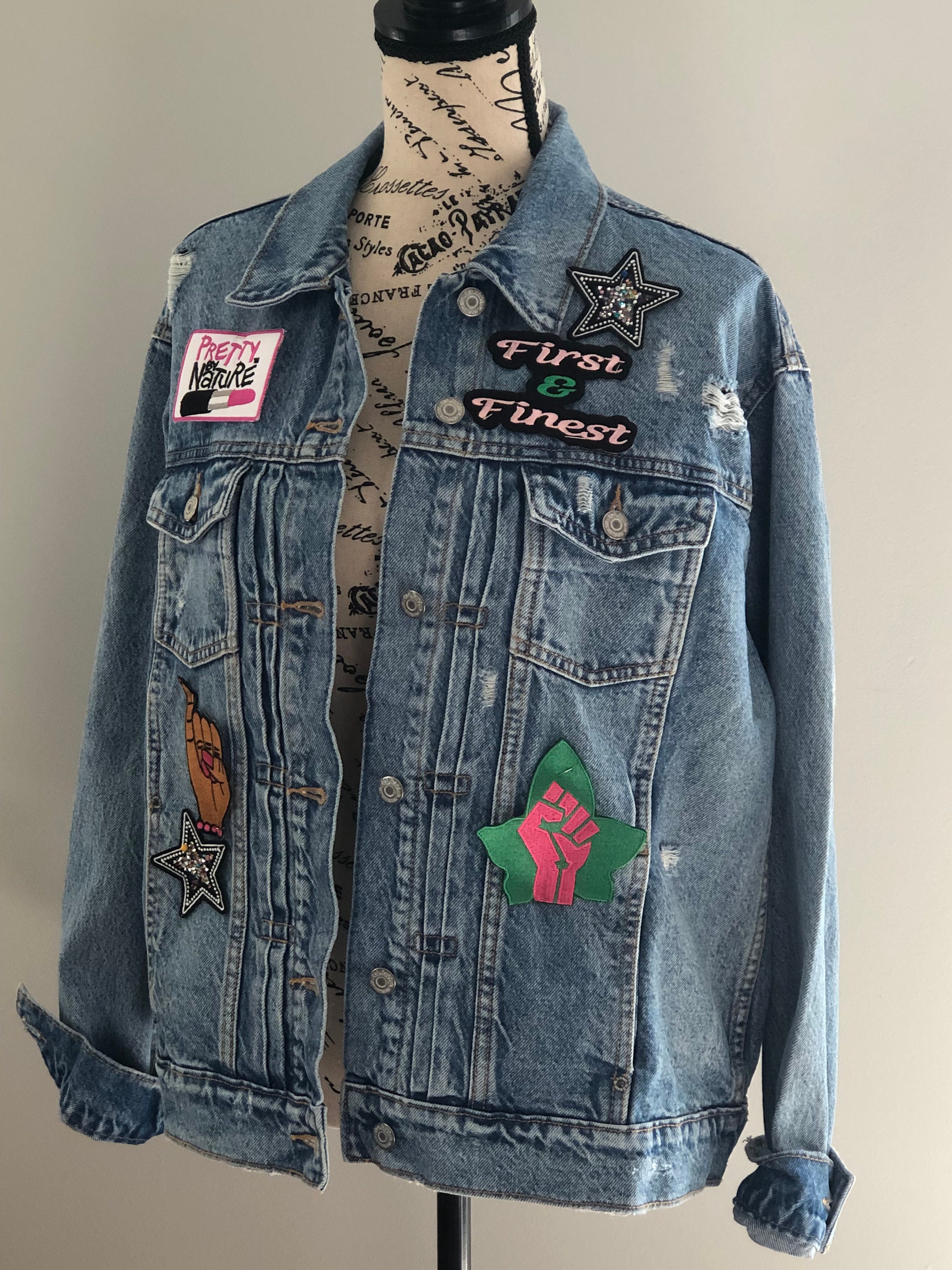 Alpha Kappa Alpha Sorority Inc. Embellished Denim Jacket. AKA - Etsy