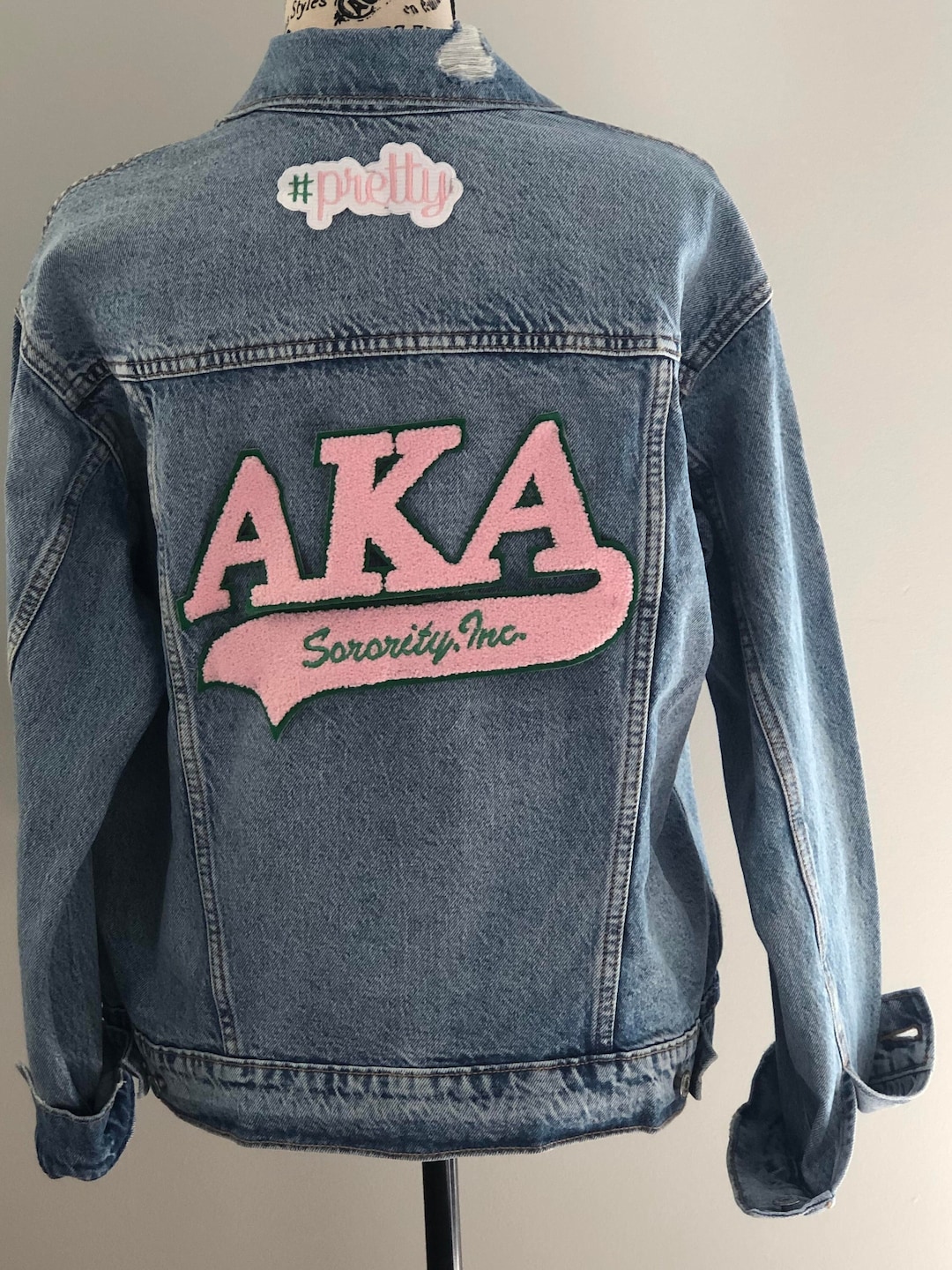 Alpha Kappa Alpha Sorority Inc. Embellished Denim Jacket. AKA - Etsy