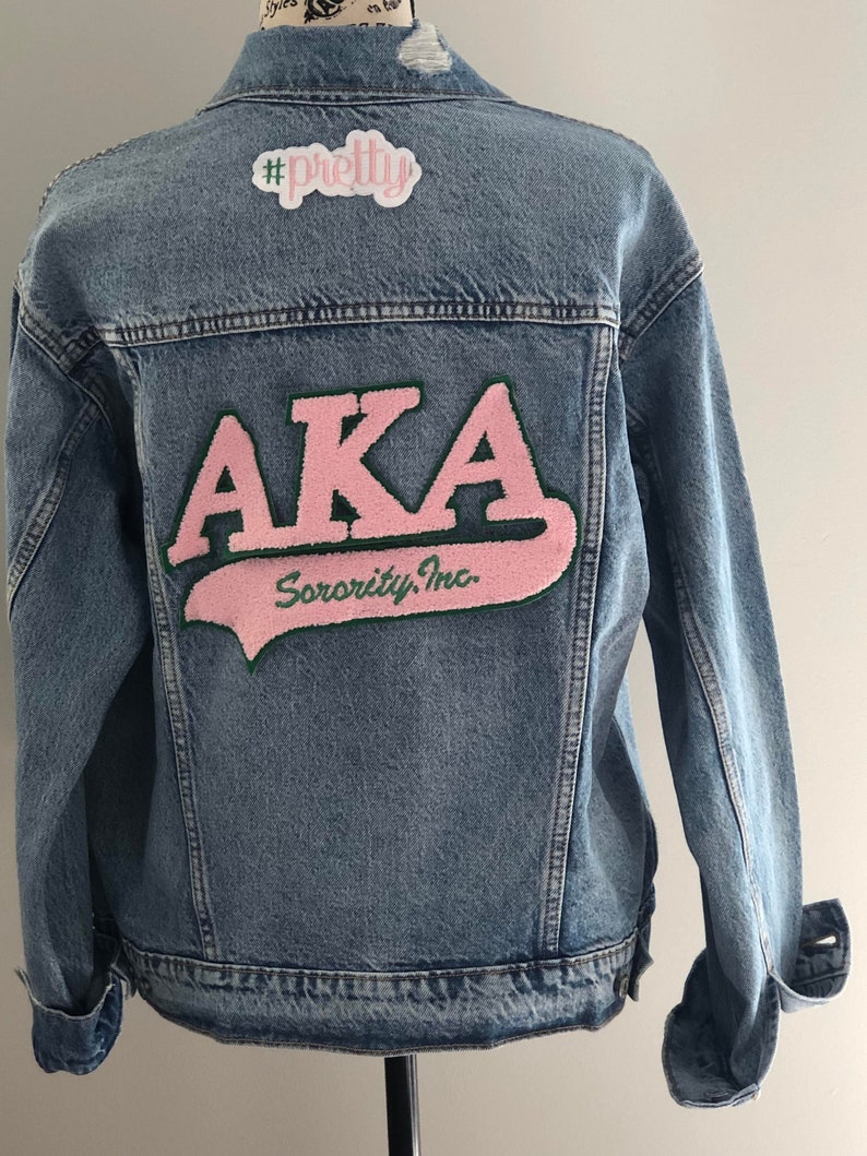 Alpha Kappa Alpha Sorority Inc. Embellished Denim Jacket. AKA