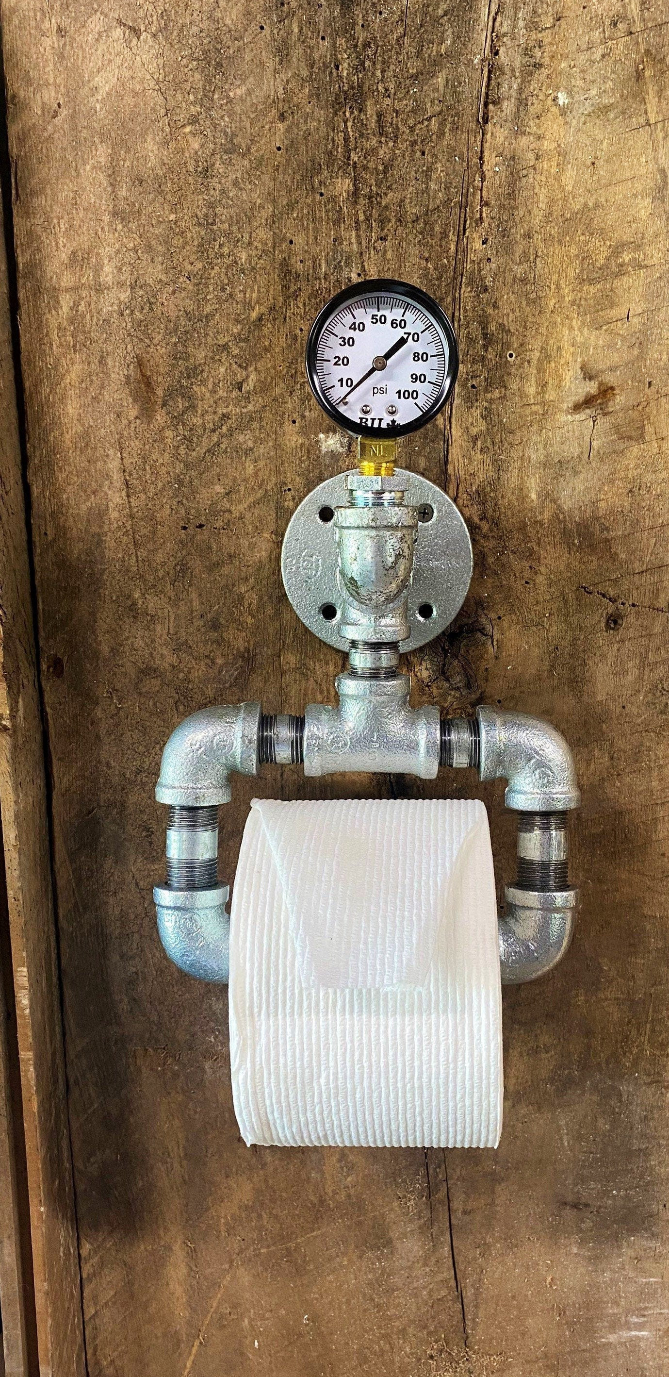 Industrial Toilet paper-holder-Bathroom Toilet paper holder-Barn Door  Handle-Pipe Holder-Industrial Decor-Steampunk-Country Home Decor