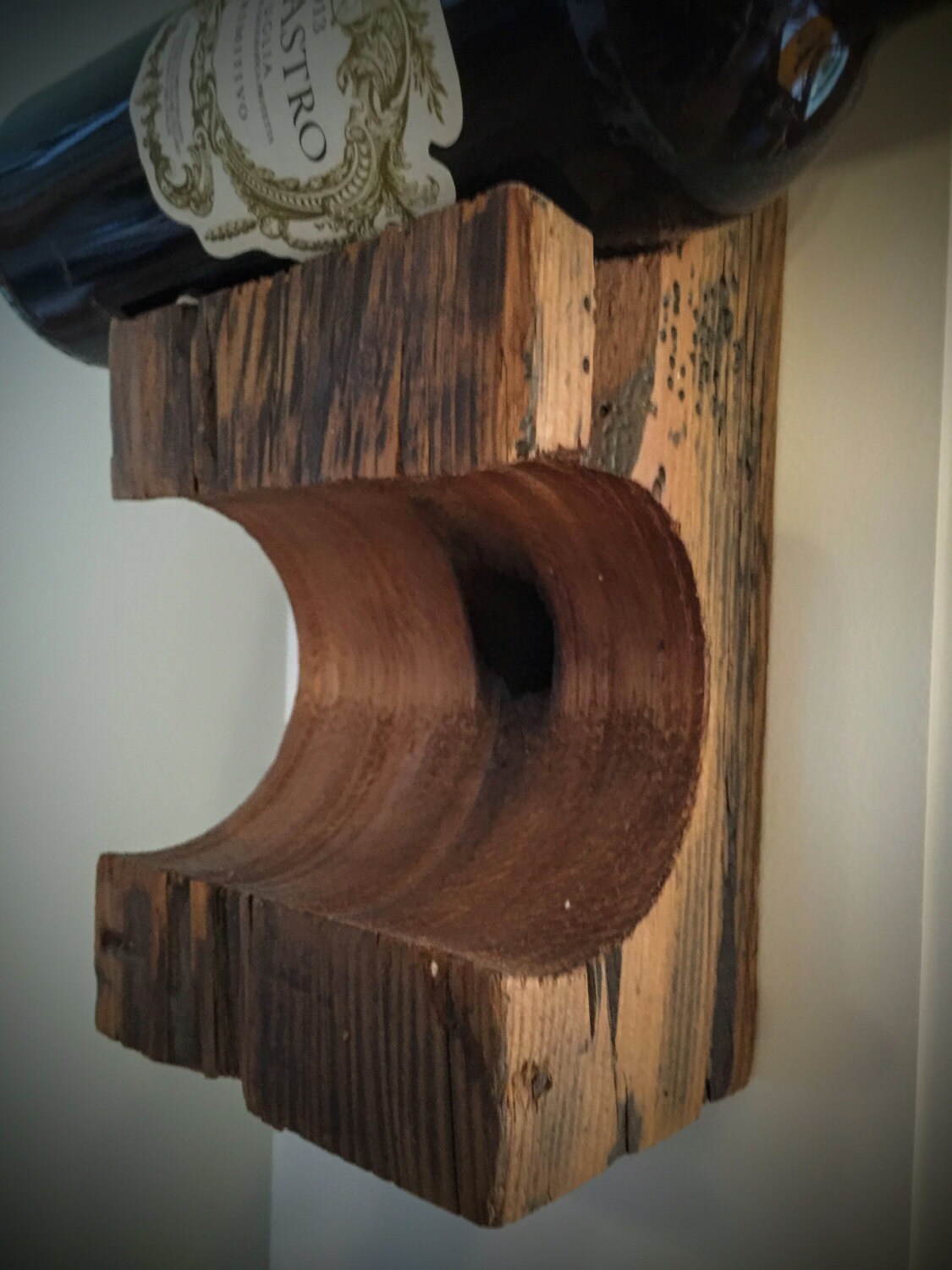 1800's Rustic Barn Beam Wine Rack/Oak Wine Bottle Rack/Rustic/Handmade