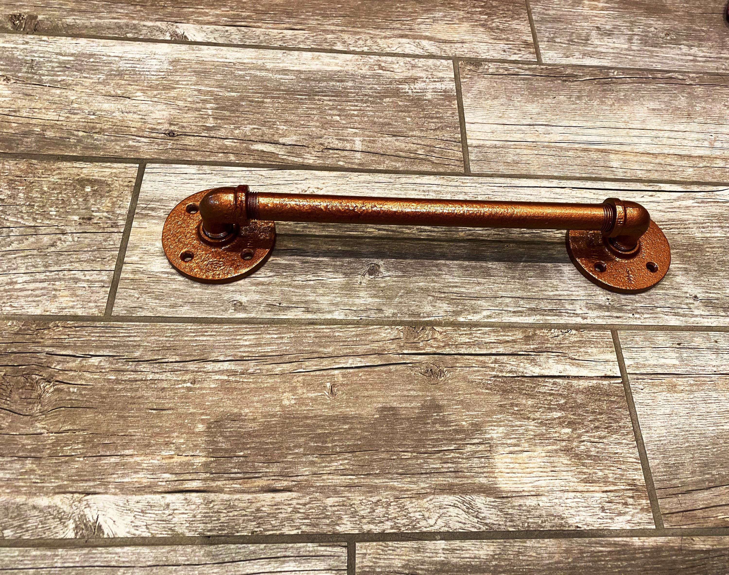1/2 LOW PROFILE COPPER’D Industrial Pipe Door Handle | Barn Door | Pipe