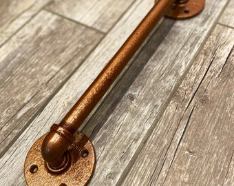 1/2" LOW PROFILE COPPER’D Industrial Pipe Door Handle | Barn Door | Pipe Door Handle | Industrial Decor | SteamPunk Draw pull l Rustic l
