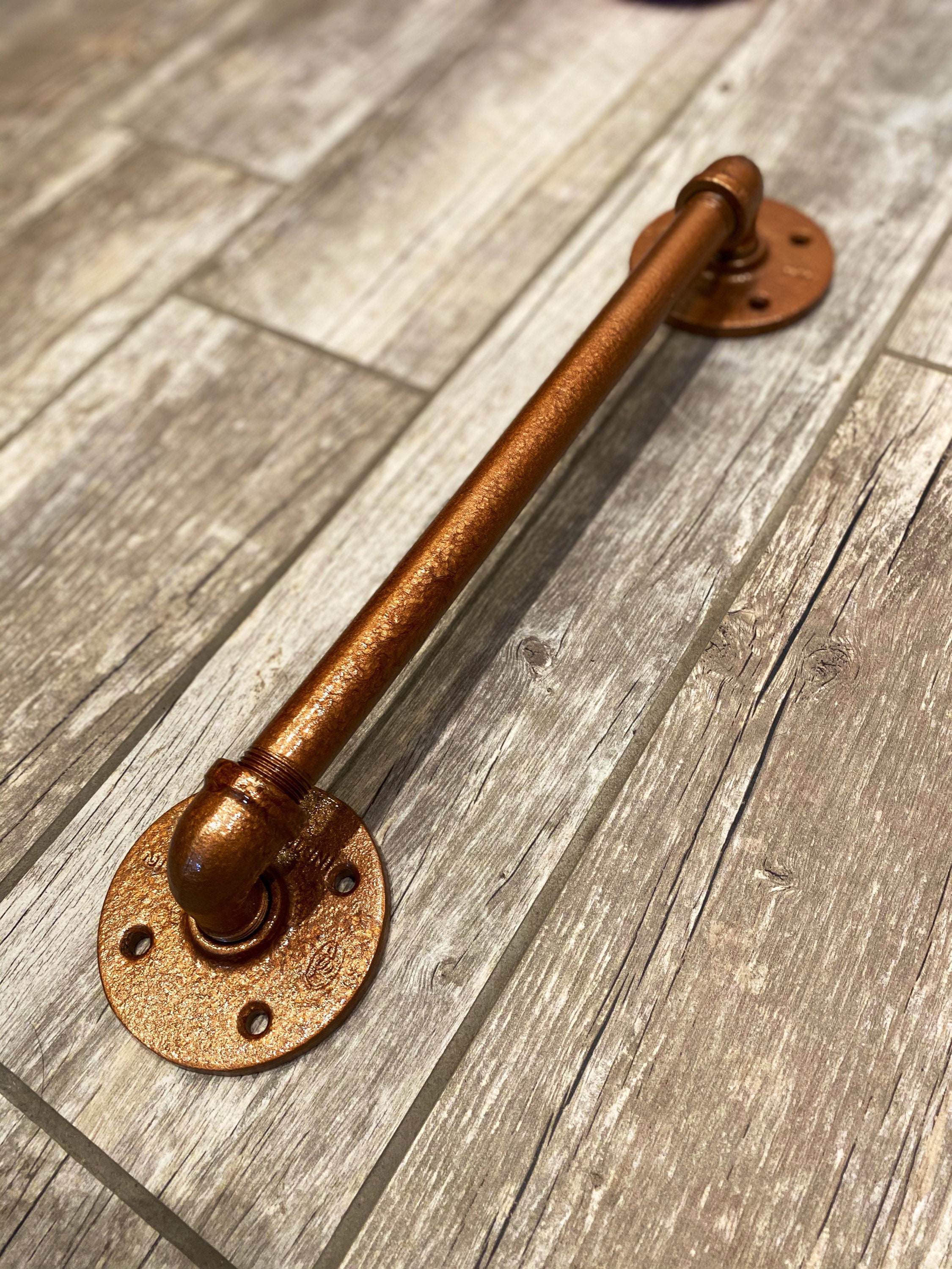 1/2 LOW PROFILE COPPER’D Industrial Pipe Door Handle Barn Door Pipe