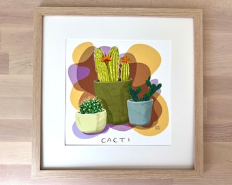 Cacti with Colorful Background Art Print