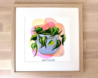 Pothos with Colorful Background Art Print