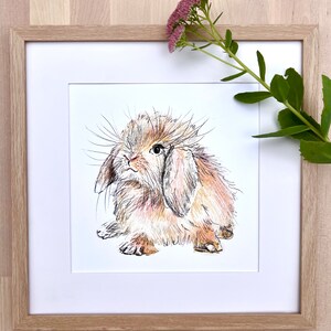 Adorable Bunny Art Print, print from original illustration, cute animal art, kids nursery wall decor