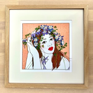 Lady Columbine Art Print, print from original illustration, digital illustration, plant lover gift, woman art, giclee print, wall art