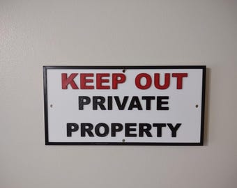KEEP OUT Private Property Sign, Large 10" X 5"