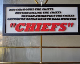 KC Chiefs Fan Sign, New Larger Size, 10" x 4"