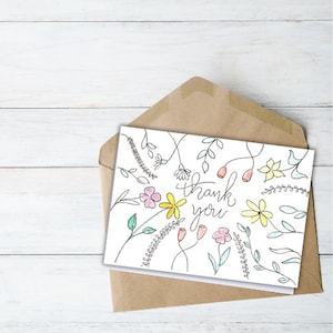 Floral Watercolor Thank You Card (Digital Download)